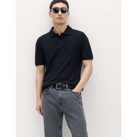 M&S Slim Fit Cotton Rich Pique Polo Shirt Black