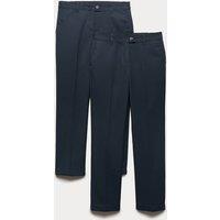 M&S 2 Pack Girls' Slim Leg School Trousers (2-18 Yrs) Navy