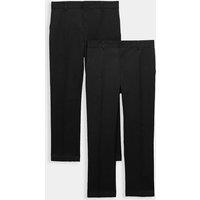 M&S 2 Pack Boys' Slim Leg School Trousers (2-18 Yrs) Black