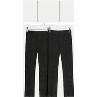 2pk Boys Slim Leg School Trousers (2-18 Yrs)