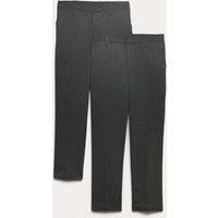 M&S 2 Pack Boys' Easy Dressing School Trousers (3-18 Yrs) Grey