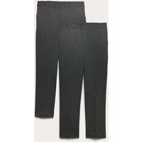 M&S 2 Pack Boys' Easy Dressing School Trousers (3-18 Yrs) Grey