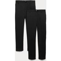 M&S 2 Pack Girls' Skinny Leg School Trousers (2-18 Yrs) Black