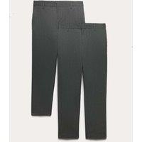M&S 2 Pack Boys' Plus Fit Regular Leg School Trousers Grey