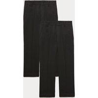 M&S 2 Pack Boys' Easy Dressing School Trousers (3-18 Yrs) Black