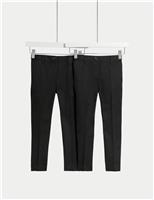 2 Pack Girls Slim Leg Easy Dressing School Trousers (3-18 Yrs)