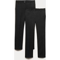 M&S 2 Pack Girls' Slim Leg Easy Dressing School Trousers (3-18 Yrs) Black