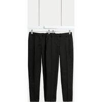 M&S 2 Pack Girls' Regular Leg Longer Length School Trousers (2-18 Yrs) Black