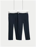 2pk Girls Slim Leg School Trousers (2-18 Yrs)