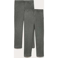 M&S 2 Pack Boys' Skinny Leg School Trousers (2-18 Yrs) Grey