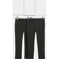 M&S 2 Pack Boys' Slim Leg Stretch School Trousers (2-18 Yrs) Black