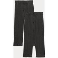 M&S 2 Pack Boys' Regular Leg School Trousers (2-18 Yrs) Charcoal