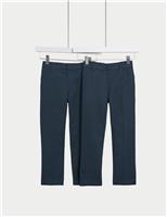 2 Pack Boys Regular Leg School Trousers (2-18 Yrs)