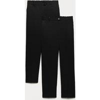 M&S 2 Pack Girls' Plus Fit Regular Leg Trousers (2-18 Yrs) Black