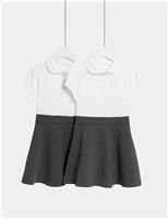 2 Pack Girls 2 in 1 School Pinafores (2-12 Yrs)