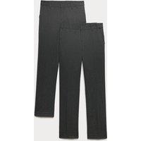 M&S 2 Pack Boys' Slim Leg Longer Length School Trousers (2-18 Yrs) Grey
