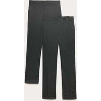 M&S 2 Pack Boys' Slim Leg Longer Length School Trousers (2-18 Yrs) Grey