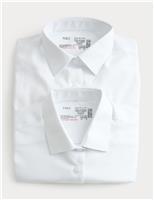 2pk Girls Pure Cotton Regular Fit School Shirts (2-18 Yrs)