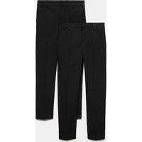 M&S 2 Pack Boys' Slim Leg Longer Length School Trousers (2-18 Yrs) Black
