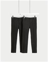 2 Pack Boys Slim Leg Longer Length School Trousers (2-18 Yrs)