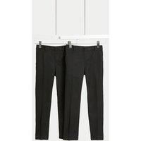 M&S 2 Pack Boys' Slim Leg Longer Length School Trousers (2-18 Yrs) Black