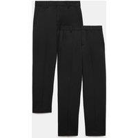 M&S 2 Pack Boys' Regular Leg School Trousers (2-18 Yrs) Black
