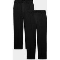 M&S 2 Pack Girls Regular Leg Trousers (2-18 Yrs) Black