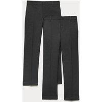 M&S 2 Pack Boys' Slim Leg School Trousers (2-18 Yrs) Charcoal