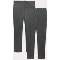 M&S 2 Pack Girls' Skinny Leg School Trousers (2-18 Yrs) Grey