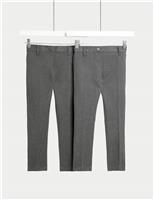 2 Pack Girls Skinny Leg School Trousers (2-18 Yrs)