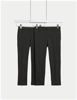 2pk Boys Slim Leg Stretch School Trousers (2-18 Yrs)