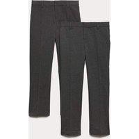 M&S 2 Pack Boys' Slim Leg Stretch School Trousers (2-18 Yrs) Grey