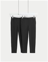 2 Pack Girls Regular Leg Slim Waist School Trousers