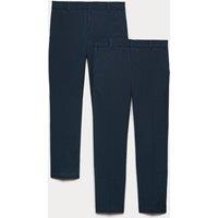 M&S 2 Pack Boys' Slim Leg School Trousers (2-18 Yrs) Navy