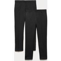 M&S 2 Pack Boys' Skinny Leg School Trousers (2-18 Yrs) Black