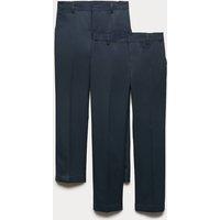 M&S 2 Pack Boys' Regular Leg School Trousers (2-18 Yrs) Navy
