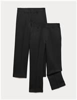 2 Pack Boys Regular Leg School Trousers (2-18 Yrs)