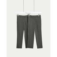 M&S 2 Pack Girls' Slim Leg School Trousers (2-18 Yrs) Grey