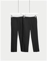 2 Pack Girls Slim Leg School Trousers (2-18 Yrs)