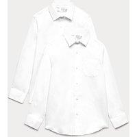 M&S 2 Pack Pure Cotton Regular Fit Shirts (2-18 Yrs) White