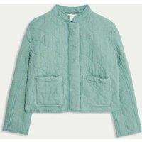 Pure Cotton Quilted Collared Utility Jacket