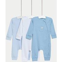 3pk Pure Cotton Waffle Zip Sleepsuits (6lbs-3 Yrs)