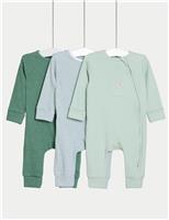 3pk Cotton Rich Zip Sleepsuits (6lbs-3 Yrs)