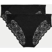 B by Boutique 2 Pack Hanna Glossie High Leg Knickers Black