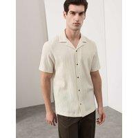 Autograph Regular Fit Crinkle Seersucker Shirt Stone