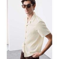 Autograph Regular Fit Crinkle Seersucker Shirt Stone