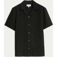 Autograph Regular Fit Crinkle Seersucker Shirt Black