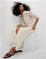 M&S Linen Rich Wide Leg Cropped Trousers White