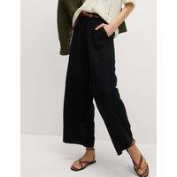 M&S Linen Rich Wide Leg Cropped Trousers Black