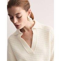 Pure Cotton Textured Collared Relaxed Jumper
